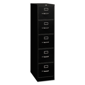 HON 310 Series Vertical File, 5 Letter-Size File Drawers, Black, 15" x 26.5" x 60" View Product Image