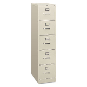 HON 310 Series Vertical File, 5 Letter-Size File Drawers, Light Gray, 15" x 26.5" x 60" View Product Image