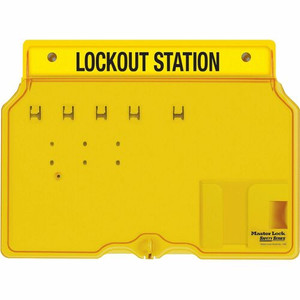 Master Lock Unfilled Padlock Lockout Station with Cover - 4 x Padlock - 12.25" Height x 16" Width x 1.75" Depth - Impact Resistant, Heat Resistant, Lockable - Plastic Product Image 