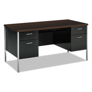 HON 34000 Series Double Pedestal Desk, 60" x 30" x 29.5", Mocha/Black View Product Image