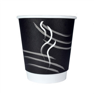 RDI 10 oz Double Wall Hot Paper Cups - 10 fl oz - Black - Paper - Hot Drink, Beverage, Coffee, Hot Chocolate, Tea Product Image 