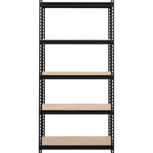 Lorell Iron Horse 2300 lb Capacity Riveted Shelving - 5 Shelf(ves) - 72" Height x 36" Width x 18" Depth - 30% Recycled - Black - Steel, Particleboard Product Image 