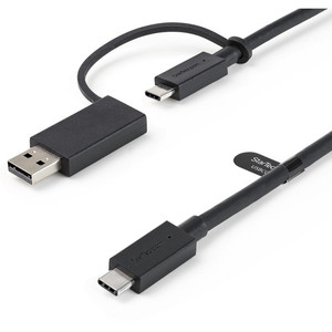 StarTech.com 3ft/1m USB-C Cable with USB-A Adapter Dongle, USB-C to C (10Gbps/PD), USB-A to C (5Gbps), 2-in-1 USB C Cable for Hybrid Dock Product Image 