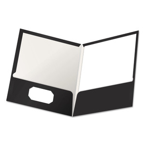 Oxford High Gloss Laminated Paperboard Folder, 100-Sheet Capacity, 11 x 8.5, Black, 25/Box View Product Image