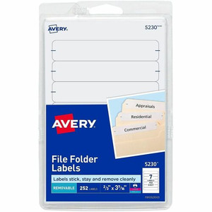 Avery Removable File Folder Labels - 21/32" Width x 3 7/16" Length - Removable Adhesive - Rectangle - Laser, Inkjet - White Product Image 