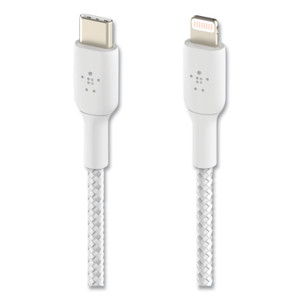 Belkin BOOST CHARGE Braided Apple Lightning to USB-C ChargeSync Cable, 3.3 ft, White (BLKCAA004BT1MWH) Product Image 