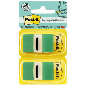 Post-it Green Flag Value Pack - 600 x Green - 1" Flag/Note Width x 1 3/4" Flag/Note Length - Rectangle - Unruled - Green Product Image 