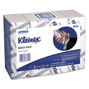 Kleenex Multi-Fold Paper Towels, 4-Pack Bundles, 1-Ply, 9.2 x 9.4, White, 150/Pack, 16 Packs/Carton (KCC88130) View Product Image