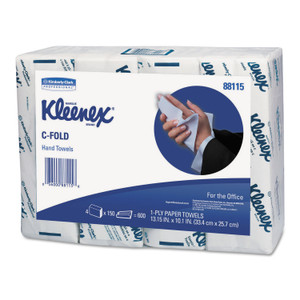 Kleenex C-Fold Paper Towels for Business, Absorbency Pockets, 1-Ply, 10.13 x 13.15, White, 150/Pack, 16 Packs/Carton (KCC88115) View Product Image