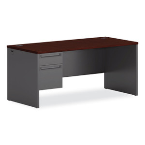HON 38000 Series Left Pedestal Desk, 66" x 30" x 29.5", Mahogany/Charcoal View Product Image