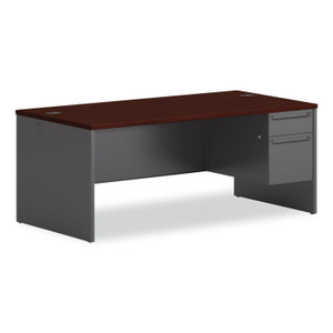 HON 38000 Series Right Pedestal Desk, 72" x 36" x 29.5", Mahogany/Charcoal View Product Image