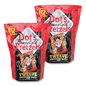 Dot's Pretzels Original Pretzels, Original, 1.5 oz Bag, 12 Bags/Pack, 2/Carton Product Image 