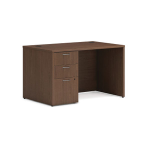 HON Mod Single Pedestal Desk Bundle, 48" x 30" x 29", Sepia Walnut Product Image 