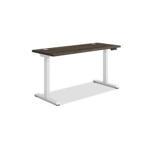 HON Coordinate Height Adjustable Desk Bundle 2-Stage, 58" x 22" x 27.75" to 47", Florence Walnut/Designer White Product Image 