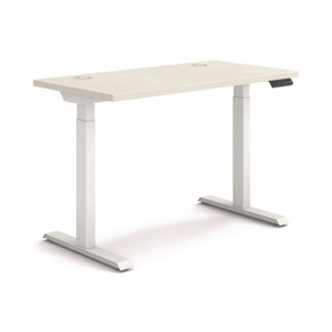 HON Coordinate Height Adjustable Desk Bundle 2-Stage, 46" x 22" x 27.75" to 47", Silver Mesh/Designer White Product Image 