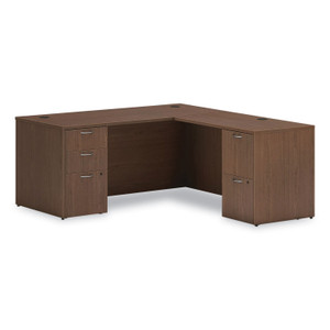 HON Mod L-Station Double Pedestal Desk Bundle, 66" x 72" x 29", Sepia Walnut Product Image 