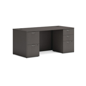 HON Mod Double Pedestal Desk Bundle, 66" x 30" x 29", Slate Teak Product Image 