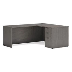 HON Mod L-Station Single Pedestal Desk Bundle, 60" x 72" x 29", Slate Teak Product Image 