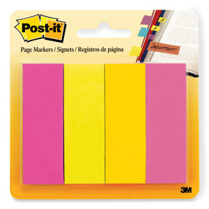 Post-it Page Flag Markers, Assorted Brights, 50 Flags/Pad, 4 Pads/Pack (MMM6714AU) View Product Image