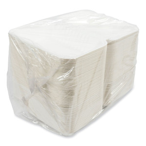 AmerCareRoyal Bagasse PFAS-Free Food Containers, 1-Compartment, 6 x 9 x 3.03, White, Bamboo/Sugarcane, 250/Carton Product Image 