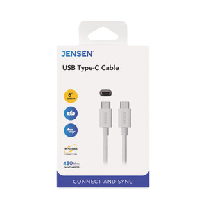 JENSEN USB-C 3.1 Type-C, 480 Mbps, 6 ft, White (VOXJU832CC6V) Product Image 