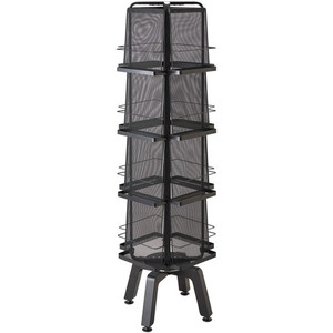 Safco Onyx Mesh Rotating Magazine Stand - 16 Pocket(s) - 58.56" Height x 18.25" Width x 18.25" Depth - Floor - 28% Recycled - Black Product Image 