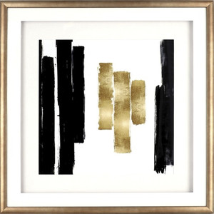 Lorell Blocks I Framed Abstract Artwork - 29.50" x 29.50" Frame Size - Black, Gold Product Image 