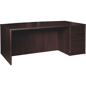 Lorell Prominence 2.0 Bowfront Right-Pedestal Desk - 1" Thickness Top, 29" Height x 72" Width x 42" Depth - Total Drawer(s): 3 - Single Pedestal on Right Side - Band Edge - LLRPD4272RSPES Product Image 