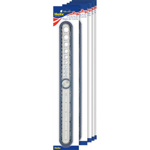 Helix Ruler - 30cm / 12" Graduations - Imperial, Metric Measuring System - Plastic - Assorted Product Image 