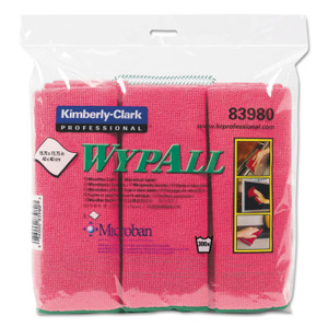 WypAll Microfiber Cloths, Reusable, 15.75 x 15.75, Red, 6/Pack, 4 Packs/Carton (KCC83980) View Product Image