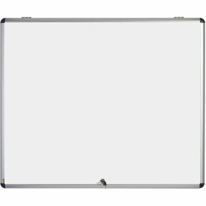 MasterVision SlimLine Enclore Hinged Magnetic Indoor Glazed Case - 42.99" Board Height x 35.55" Board Width - Black Lacquered Steel Surface - Lightweight, Magnetic - Aluminum Frame - 45" Height x 37.5" Width Product Image 