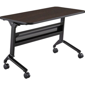 Safco Flip-N-Go Rectangular Training Table - Mocha Rectangle Top - Black Base - 150 lb Capacity - 48" Table Top Width x 24" Table Top Depth x 1.20" Table Top Thickness - 29" Height - Training Room - SAFLF2448TSLDCM Product Image 