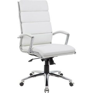 Boss Executive CaressoftPlus Chair with Metal Chrome Finish - White Seat Color - Vinyl Seat Material - White Back Color - Vinyl Back Material - BOPB9471WT Product Image 