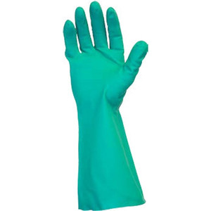 Safety Zone Green Flock Lined Nitrile Gloves - 15 mil Thickness x 13" Glove Length - Chemical Protection - Medium Size - SZNGNGFMD15C Product Image 