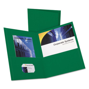 Oxford Twin-Pocket Folder, Embossed Leather Grain Paper, 0.5" Capacity, 11 x 8.5, Hunter Green, 25/Box View Product Image