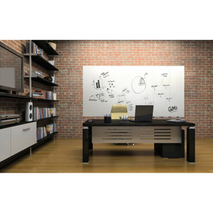 Ghent Magnetic Aria - Horizontal - 72" (6 ft) Width x 36" (3 ft) Height - White Tempered Glass Surface - GHEARIASM36WH Product Image 