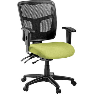 Lorell ErgoMesh Series Managerial Mesh Mid-Back Chair - Dillon Apple Green Seat Color - Vinyl Seat Material - Black Back Color - Mesh Back Material - LLR86201009 Product Image 