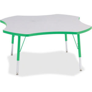 Jonti-Craft Berries Elementary Height Prism Four-Leaf Table - Green, Laminated Top - Four Leg Base - 4 Legs - Height Adjustable - 15" to 24" Adjustment x 1.13" Table Top Thickness x 48" Table Top Diameter - JNT6453JCE119 Product Image 