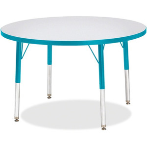 Jonti-Craft Berries Elementary Height Color Edge Round Table - Gray Round Top - Four Leg Base - 4 Legs - Height Adjustable - JNT6488JCE005 Product Image 