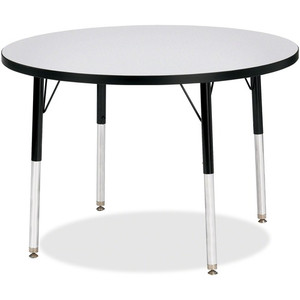 Jonti-Craft Berries Adult Height Color Edge Round Table - Black Round, Laminated Top - Four Leg Base - 4 Legs - Height Adjustable - 24" to 31" Adjustment x 1.13" Table Top Thickness x 36" Table Top Diameter - JNT6488JCA180 Product Image 