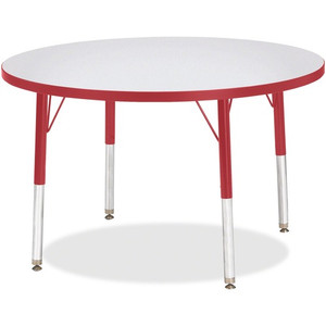 Jonti-Craft Berries Elementary Height Color Edge Round Table - Gray Round Top - Four Leg Base - 4 Legs - Height Adjustable - JNT6488JCE008 Product Image 