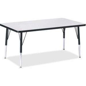 Berries Berries Elementary Height Color Edge Rectangle Table - Gray Rectangle Top - Four Leg Base - 4 Legs - Height Adjustable - 15" to 24" Adjustment - JNT6473JCE180 Product Image 