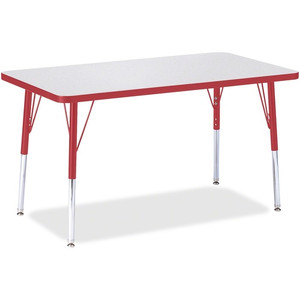 Jonti-Craft Berries Adult Height Color Edge Rectangle Table - Laminated Rectangle, Red Top - Four Leg Base - 4 Legs - Height Adjustable - 24" to 31" Adjustment - JNT6478JCA008 Product Image 