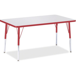 Jonti-Craft Berries Adult Height Color Edge Rectangle Table - Gray Rectangle, Laminated Top - Four Leg Base - 4 Legs - Height Adjustable - 24" to 31" Adjustment - JNT6473JCA008 Product Image 
