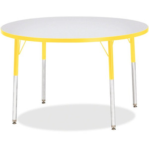Jonti-Craft Berries Adult Height Color Edge Round Table - Laminated Round, Yellow Top - Four Leg Base - 4 Legs - Height Adjustable - 24" to 31" Adjustment x 1.13" Table Top Thickness x 42" Table Top Diameter - JNT6468JCA007 Product Image 
