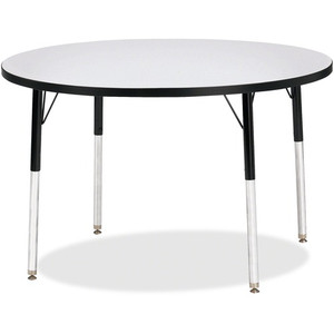 Jonti-Craft Berries Adult Height Color Edge Round Table - Black Round, Laminated Top - Four Leg Base - 4 Legs - Height Adjustable - 24" to 31" Adjustment x 1.13" Table Top Thickness x 42" Table Top Diameter - JNT6468JCA180 Product Image 