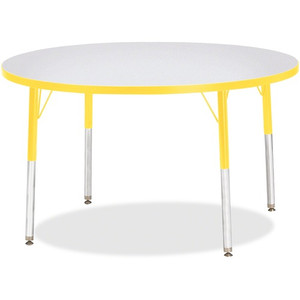 Jonti-Craft Berries Elementary Height Color Edge Round Table - Gray Round Top - Four Leg Base - 4 Legs - Height Adjustable - JNT6468JCE007 Product Image 