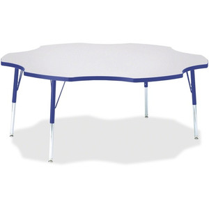 Jonti-Craft Berries Prism Six-Leaf Student Table - Gray, Laminated Top - Four Leg Base - 4 Legs - Height Adjustable - 24" to 31" Adjustment x 1.13" Table Top Thickness x 60" Table Top Diameter - JNT6458JCA003 Product Image 
