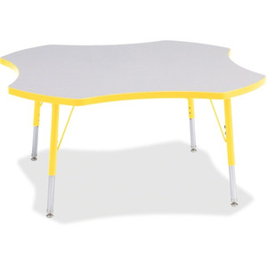 Jonti-Craft Berries Elementary Height Prism Four-Leaf Table - Laminated, Yellow Top - Four Leg Base - 4 Legs - Height Adjustable - 15" to 24" Adjustment x 1.13" Table Top Thickness x 48" Table Top Diameter - JNT6453JCE007 Product Image 