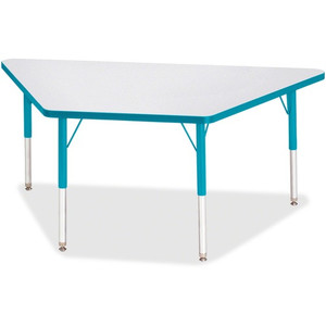 Jonti-Craft Berries Elementary Height Prism Edge Trapezoid Table - Laminated Trapezoid, Teal Top - Four Leg Base - 4 Legs - Height Adjustable - 15" to 24" Adjustment - JNT6443JCE005 Product Image 